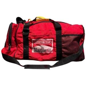 Vintage Marlboro Adventure Team Duffle Bag Red 22”Gym Travel Shoulder Large